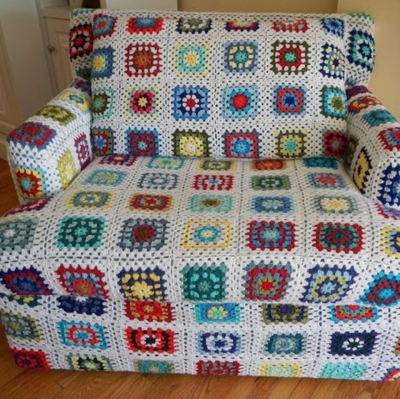 Granny Square chair covers, crochet - Picture 2 of 4